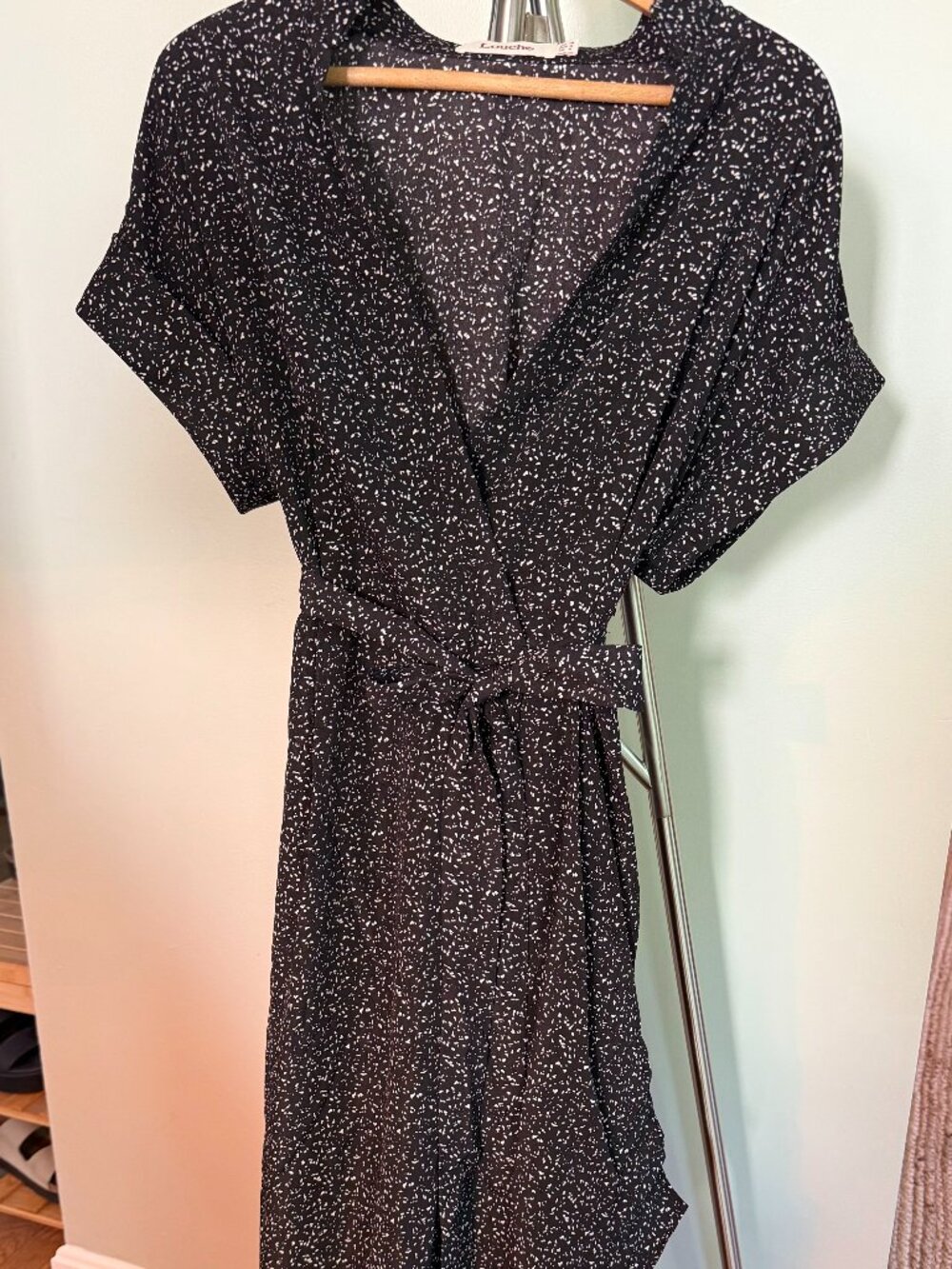 Louche Black dress white flecks, size 6
